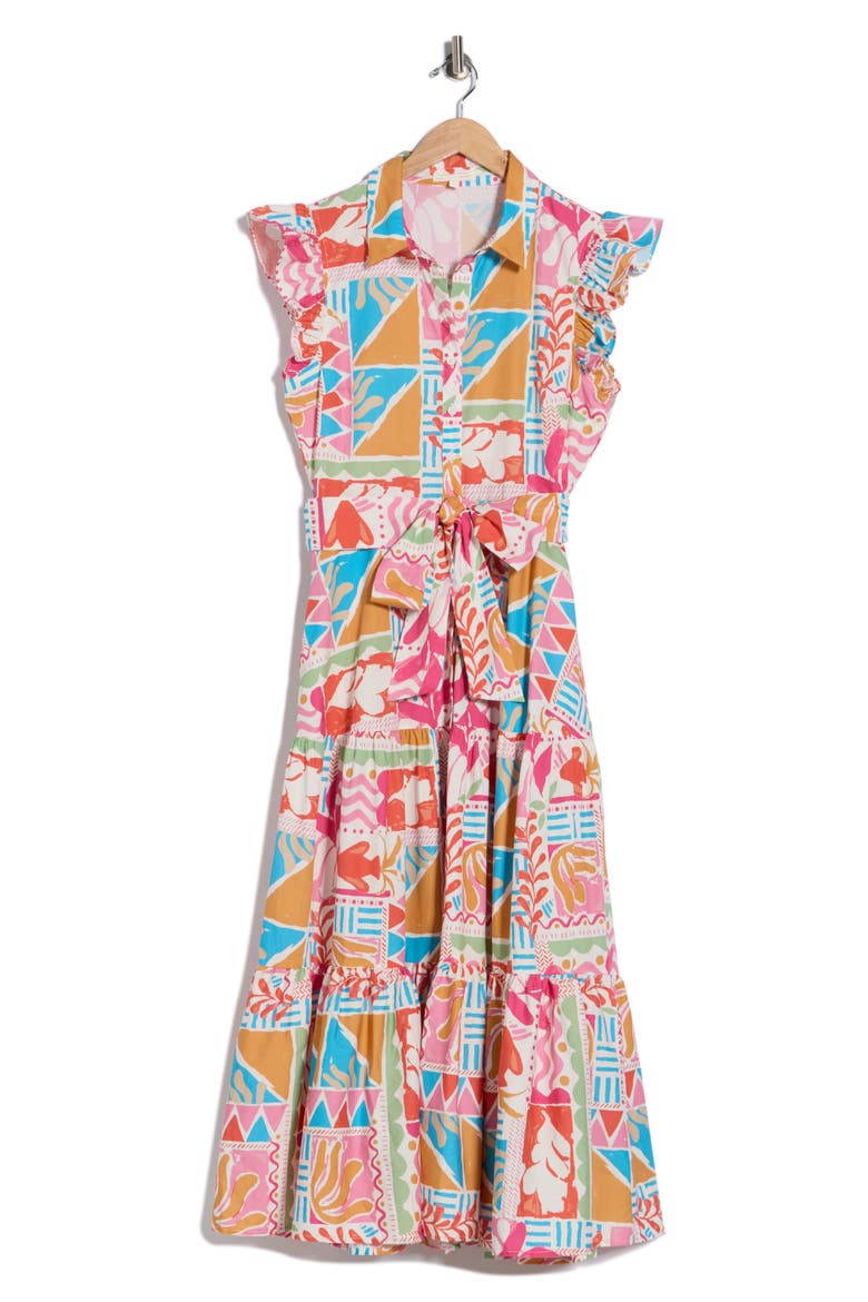 Cap Sleeve Cotton Shirtdress, Alternate, color, MULTI PRINT