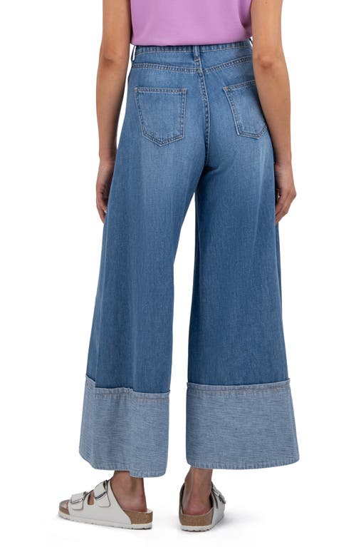 Kut From The Kloth Blake Cuffed High Waist Ankle Wide Leg Jeans In Medium Wash