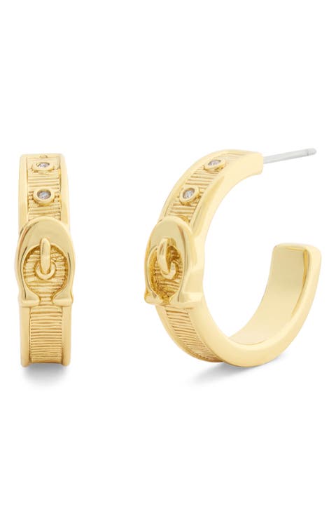 Brushed Buckle Hoop Earrings