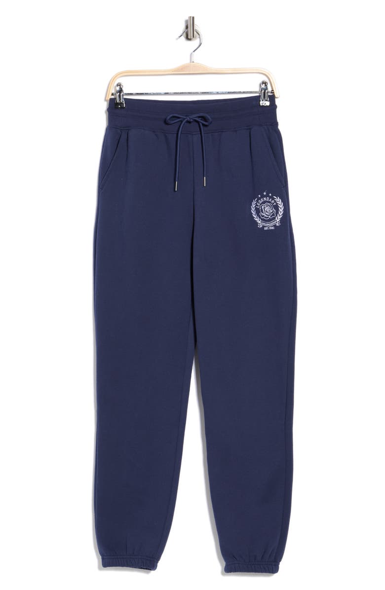 YOGALICIOUS The Varsity Fleece Joggers, Main, color, Naval Blue