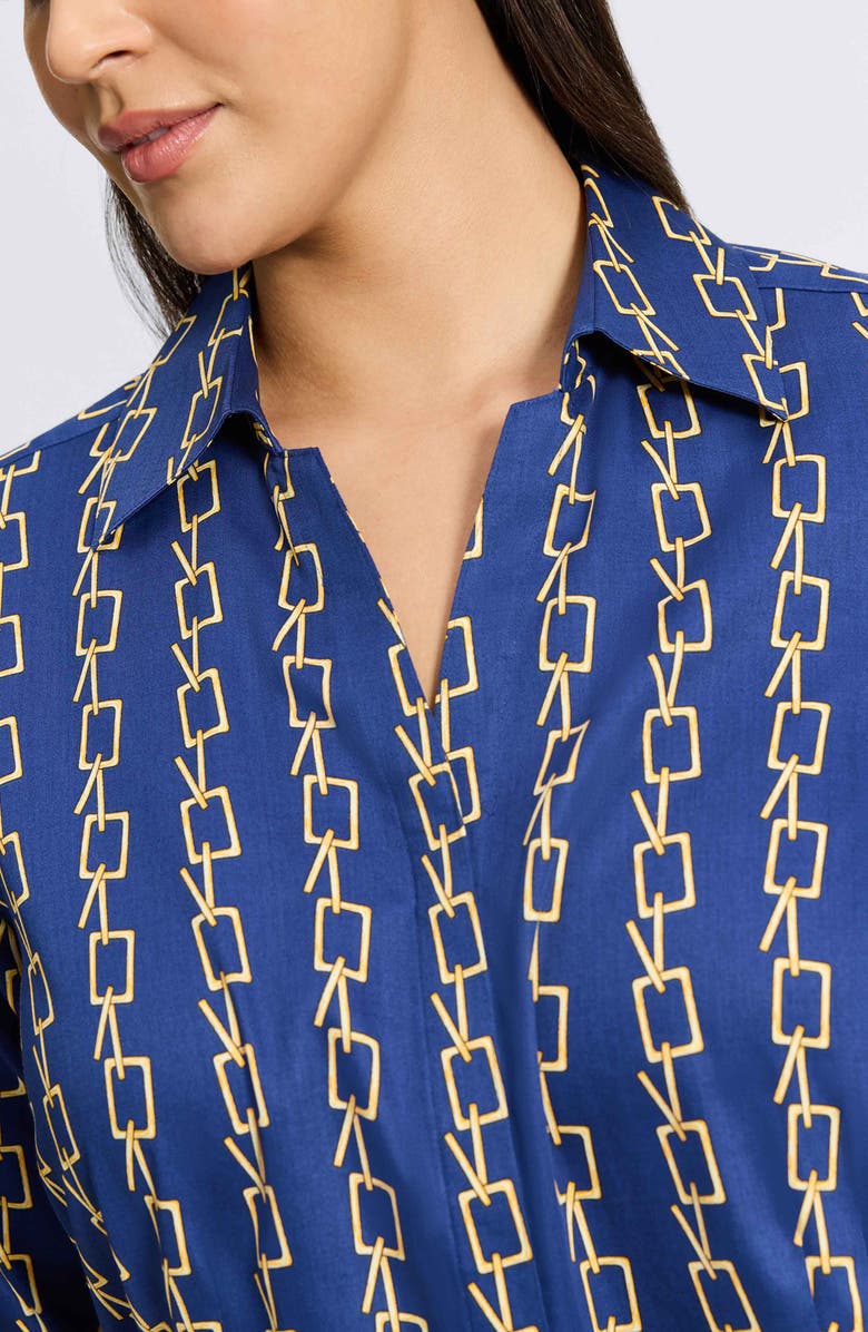 Foxcroft Taylor Chain Stripe Cotton Button-Up Shirt, Alternate, color, Pacific Blue Mullti