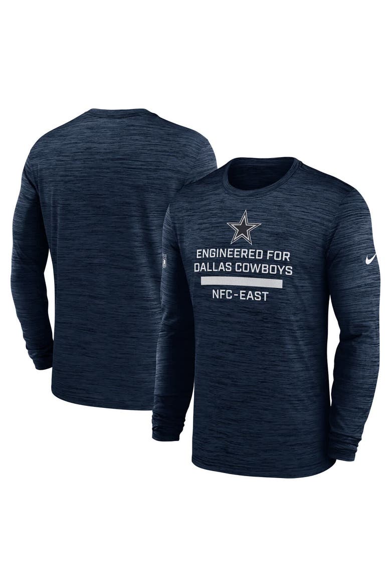 Men's Nike Navy Dallas Cowboys Sideline Velocity Performance Long Sleeve T-Shirt, Main, color, Navy