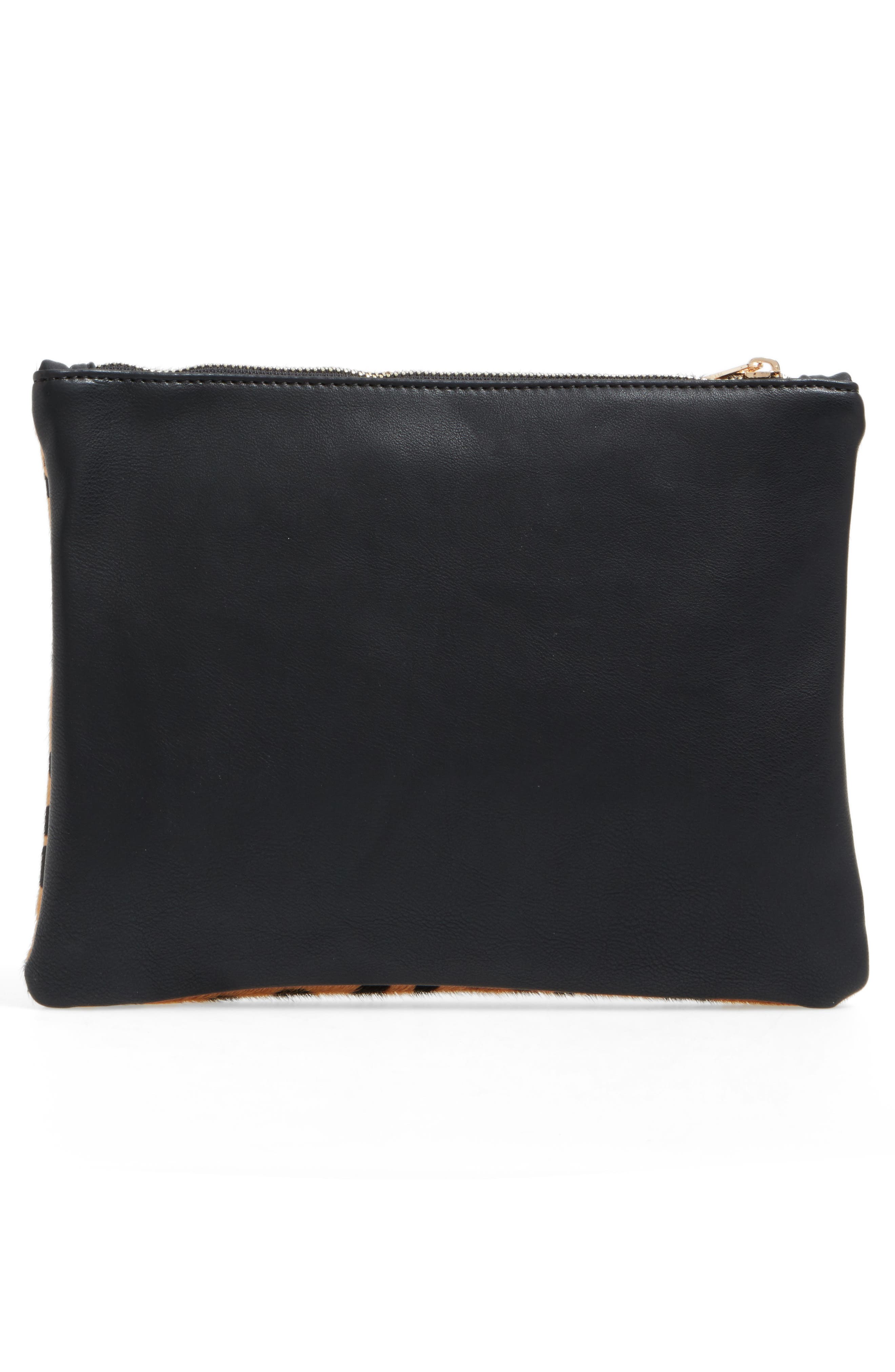 Leopard Print Genuine Calf Hair Clutch, Alternate, color, NATURAL