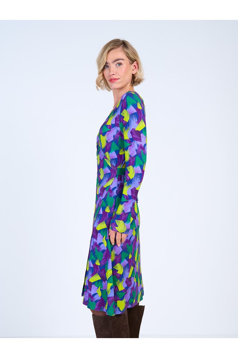 Long Sleeve Printed Wrap Dress, Alternate, color, Spring Geo