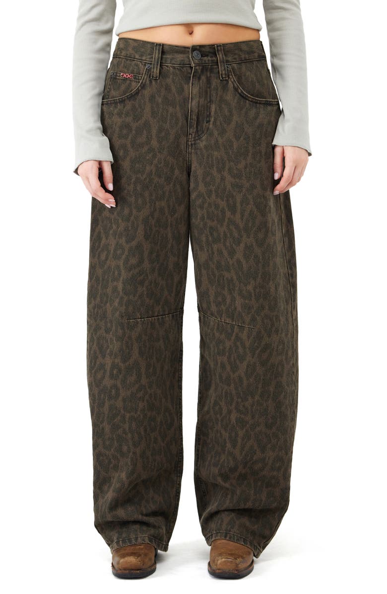 BDG Urban Outfitters Logan Leopard Print Wide Leg Jeans, Main, color, 