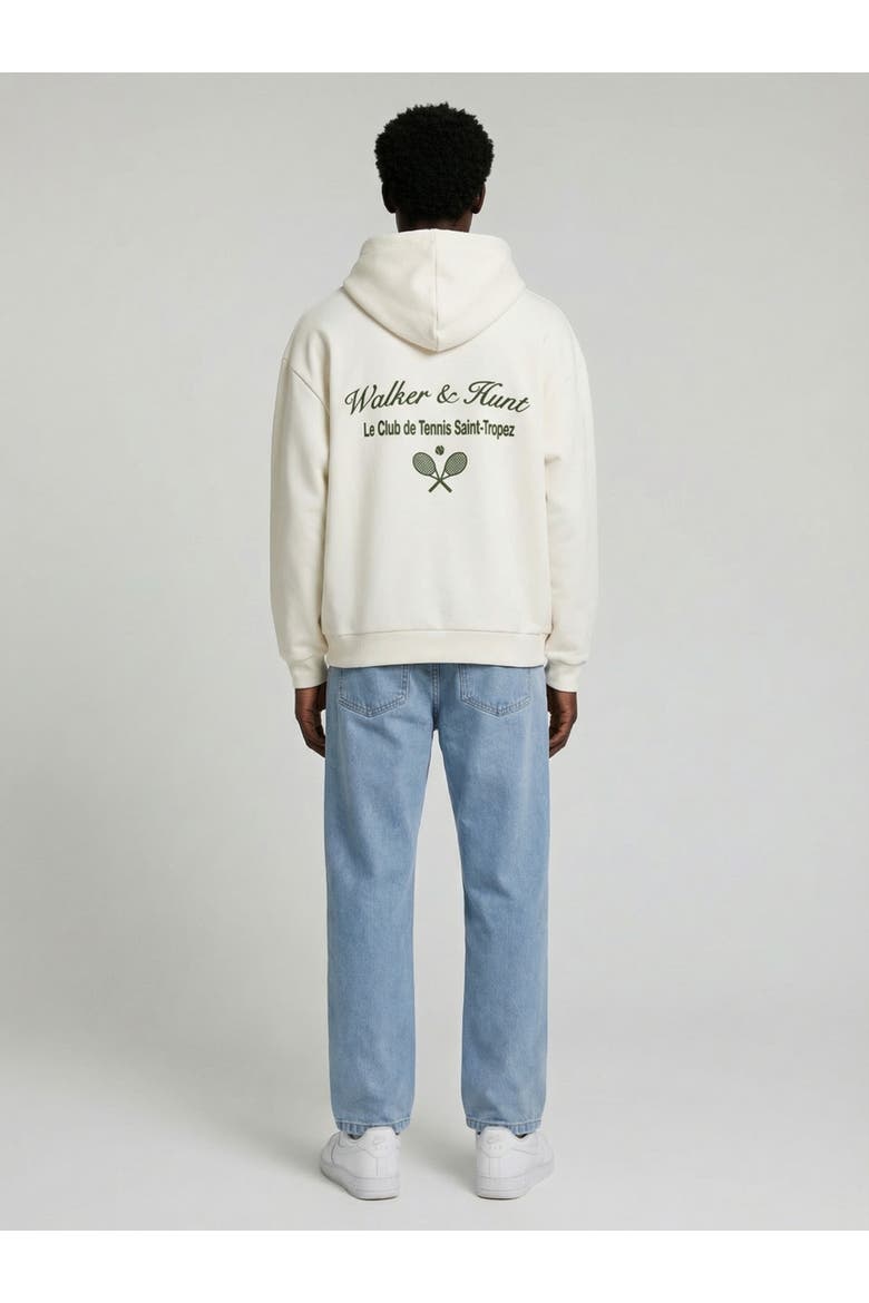 Relaxed St Tropez Tennis Print Hoodie, Alternate, color, Cream