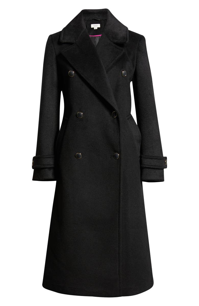 CeCe Double Breasted Coat, Main, color, Black