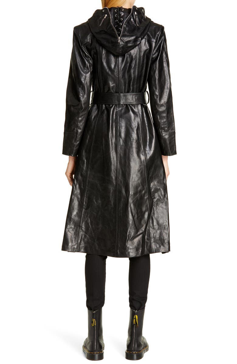 VETEMENTS Mask Leather Trench Coat, Alternate, color,
