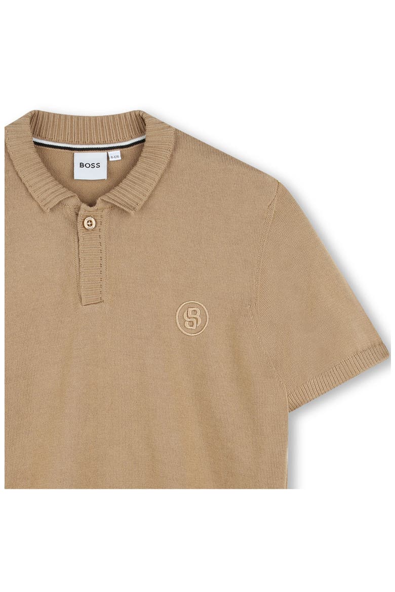 Kids' Rib Collar Cotton Polo Shirt, Alternate, color, COOKIE