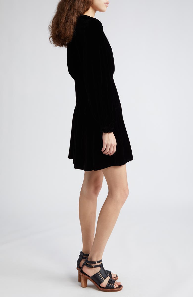 Ulla Johnson Audrey Long Sleeve Velvet Minidress, Alternate, color, 