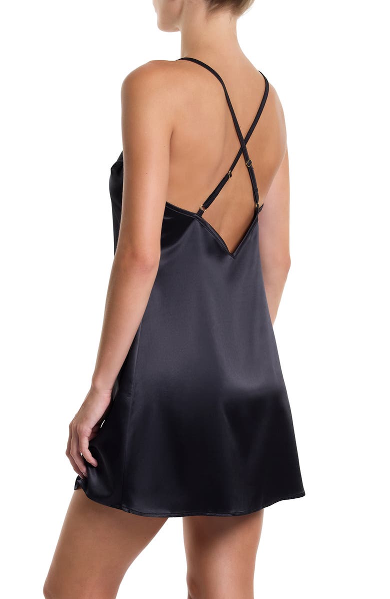 Hanky Panky Satin Chemise, Alternate, color, Black