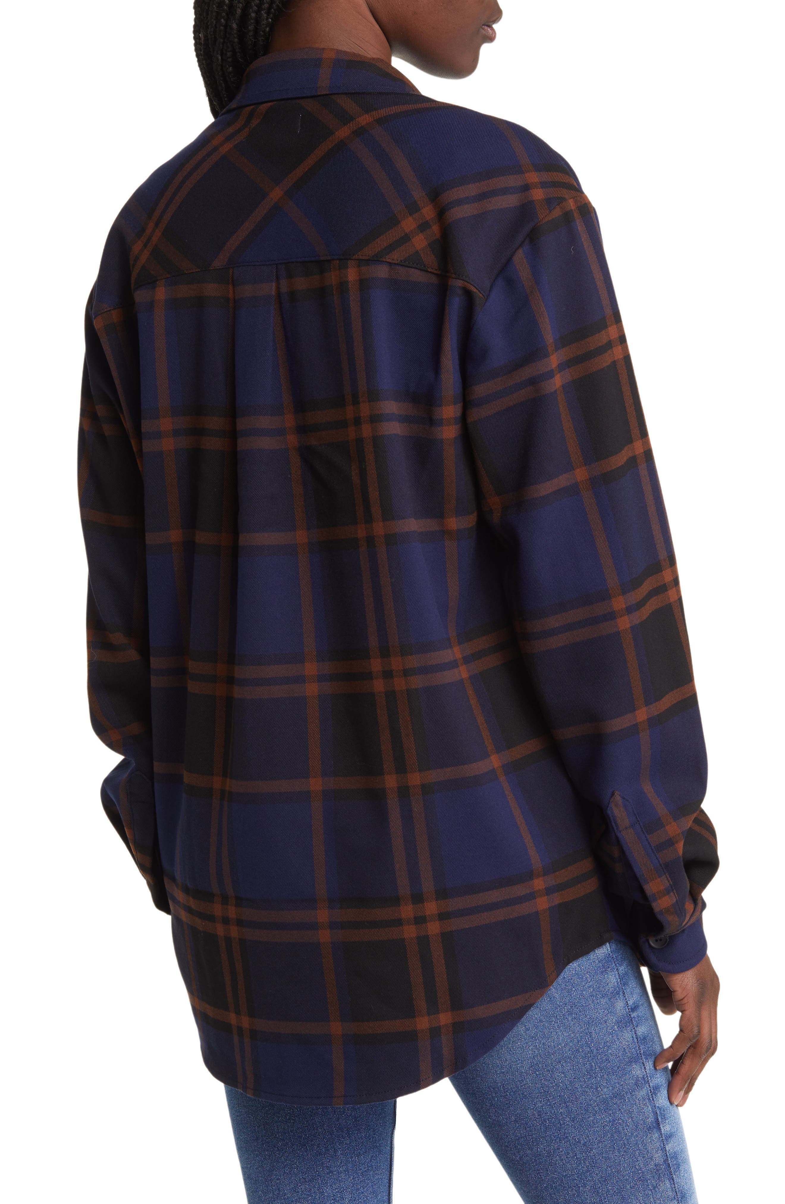 Good American Easy Plaid Flannel Shirt (Women) | Nordstrom