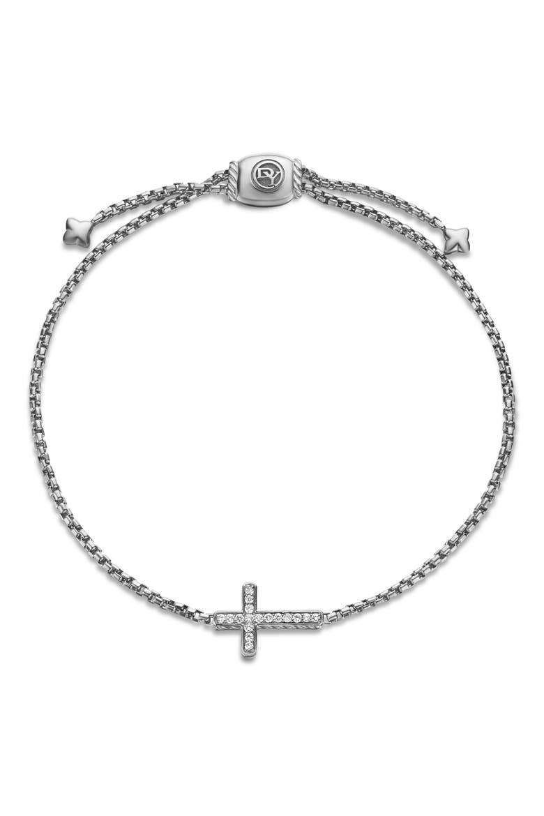 Petite Pavé Sideway Cross Slider Bracelet, Alternate, color, SILVER PAVE