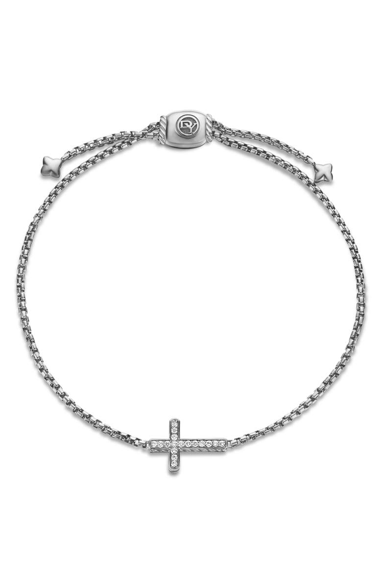 David Yurman Petite Pavé Sideway Cross Slider Bracelet, Alternate, color, Silver Pave