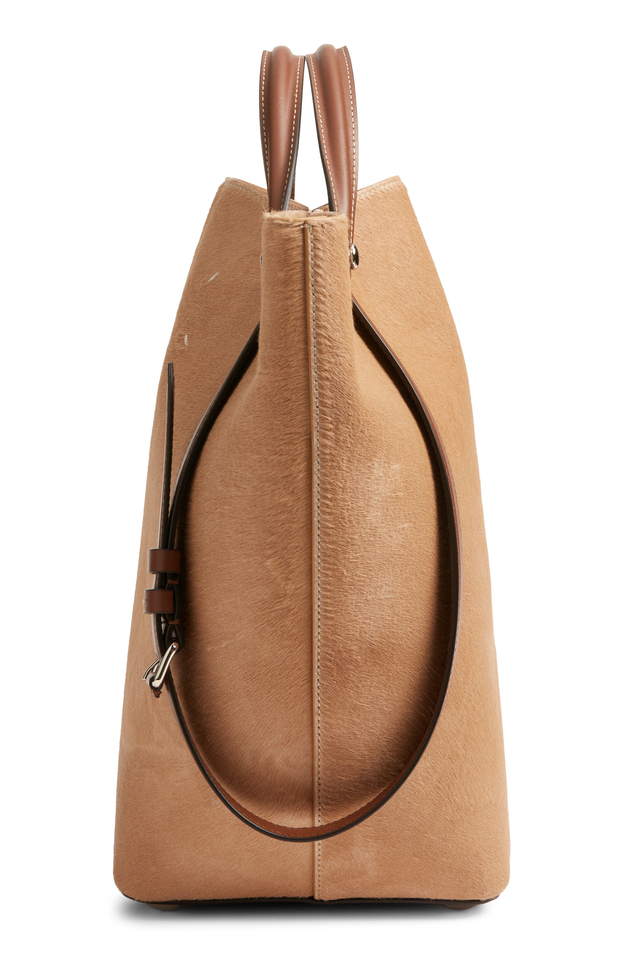 Medium Genuine Calf Hair Bag, Alternate, color, NATURAL BEIGE/ CHESTNUT