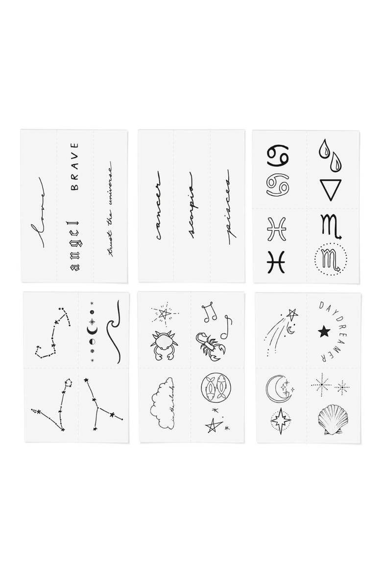 Water Zodiac Temporary Tattoos, Alternate, color, BLACK
