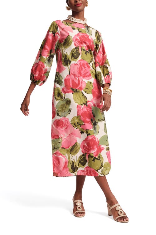 Shop Frances Valentine Minnow Maxi Dress Sun Flower Cotton Poplin In Pink/multi