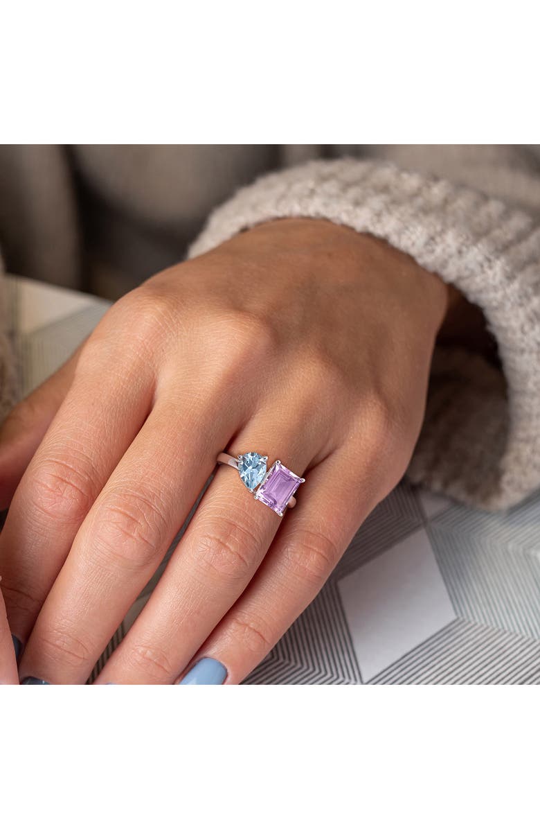 DELMAR Sterling Silver Sky Blue Topaz & Amethyst Ring, Alternate, color, Multicolor