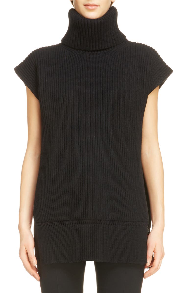 McQueen Alexander McQueen Split Back Wool & Cashmere Turtleneck Sweater, Main, color,