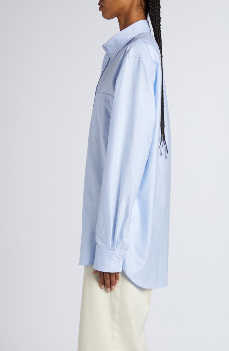 Moncler Cotton Button-Down Shirt, Alternate, color, Light Blue