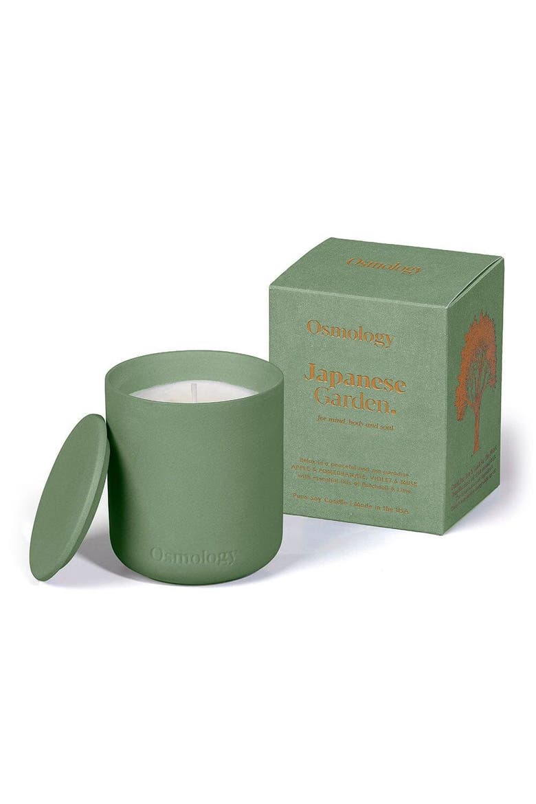 Japanese Garden Scented Candle - Apple Pomegranate and Musk, Main, color, green
