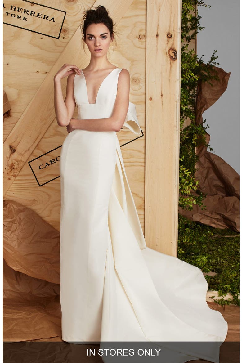 Aubrey Silk Faille Column Gown, Main, color, IVORY