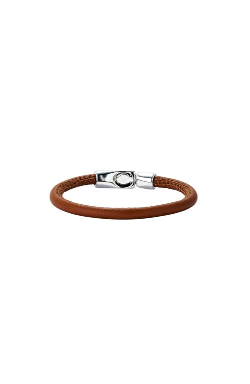 Unode50 Camel Color Leather Sterling Silver-plated Bracelet In Brown