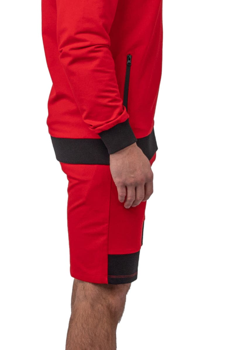 Maceoo Level Platform Red Stretch Cotton Shorts, Alternate, color, Red