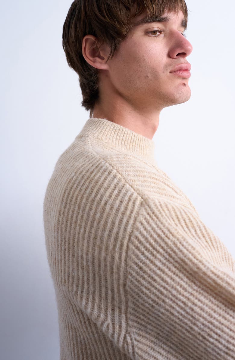 Topman Rib Mock Neck Sweater, Alternate, color, Brown