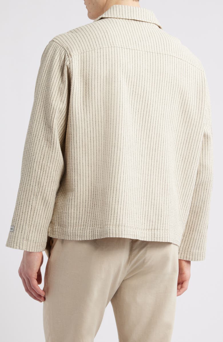 Percival Sorrento Pinstripe Cotton & Linen Button-Up Overshirt, Alternate, color, Ecru