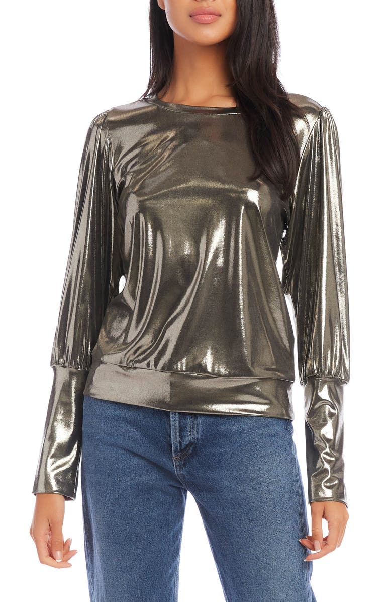 Karen Kane Metallic Balloon Sleeve Top, Main, color, 