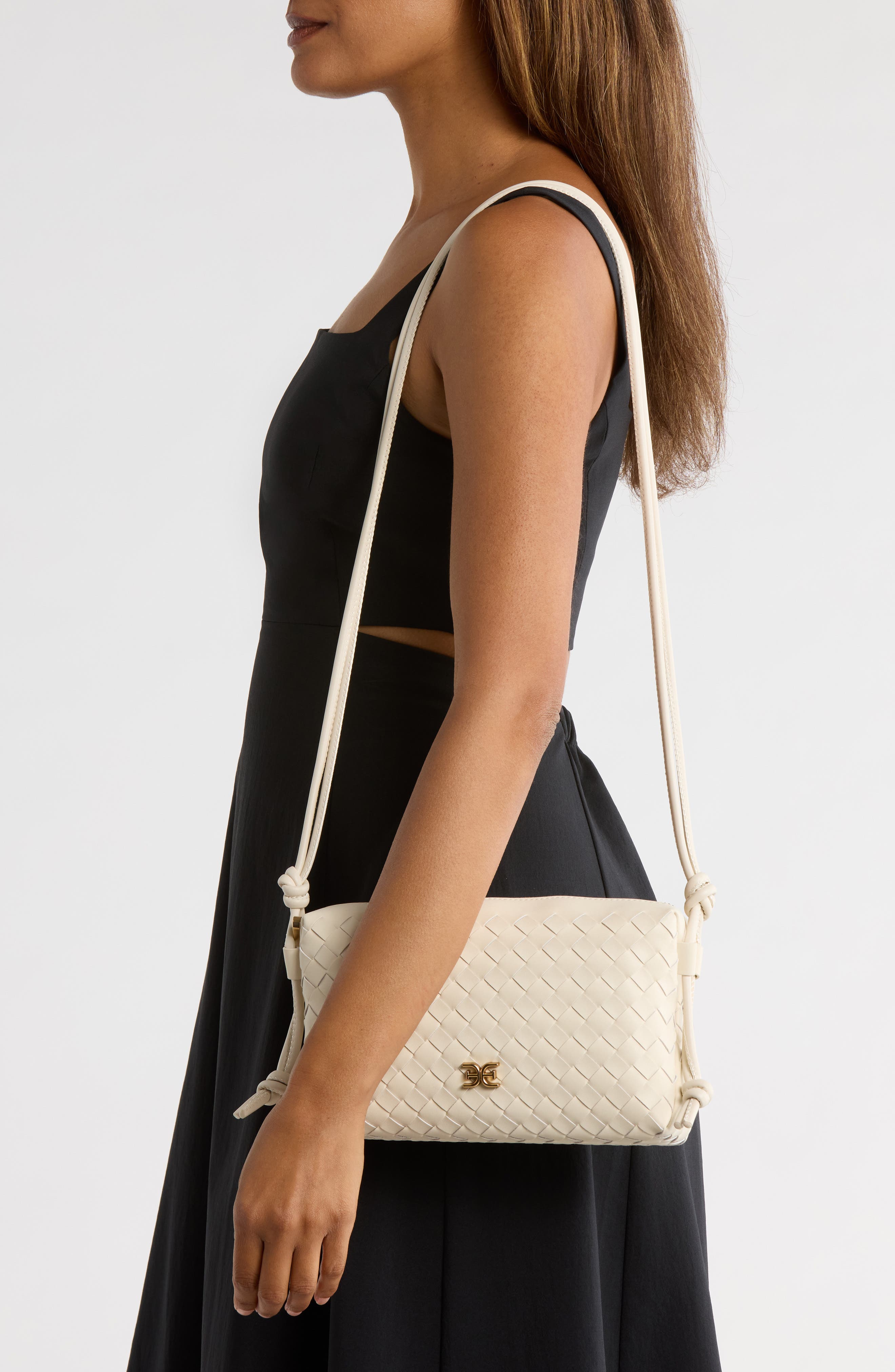 Sam Edelman Margo Small Woven Crossbody Bag, Alternate, color, Ivory