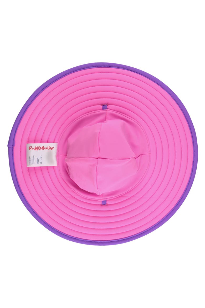 Girls UPF50+ Sun Protected Swim Hat, Alternate, color, Neon Purple & Pink