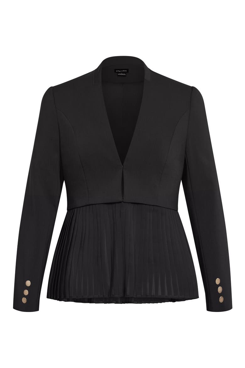 Holly Removable Pleated Hem Jacket, Alternate, color, BLACK