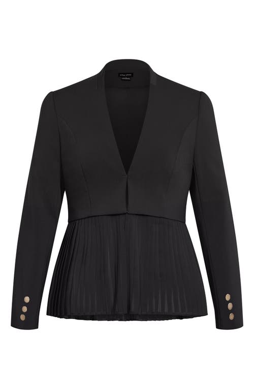City Chic Holly Removable Pleated Hem Jacket In Black