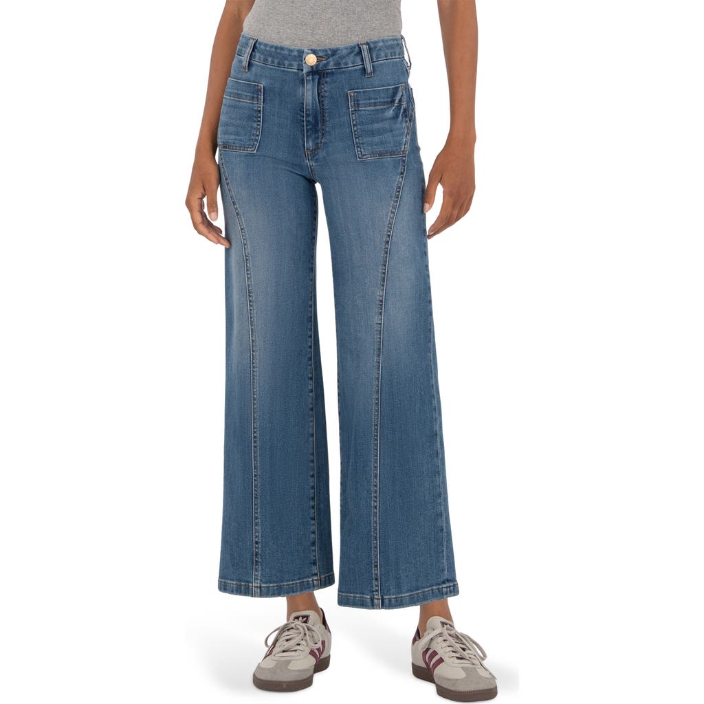 Kut From The Kloth Patch Pocket Mid Rise Ankle Wide Leg Jeans In Blue