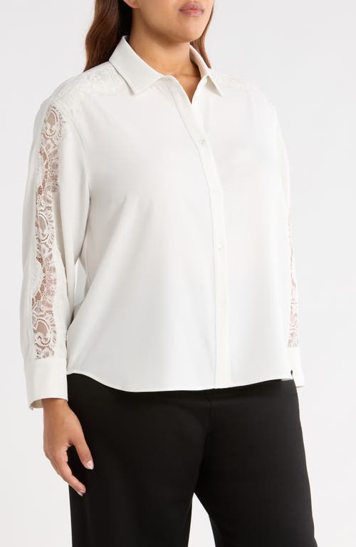 Lyssé Lysse Natasha Lace Trim Button-up Shirt In White