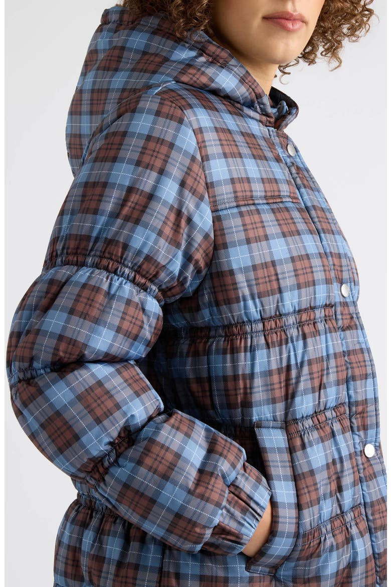 Fenna Hooded Puffer Jacket, Alternate, color, BLUE PLAID