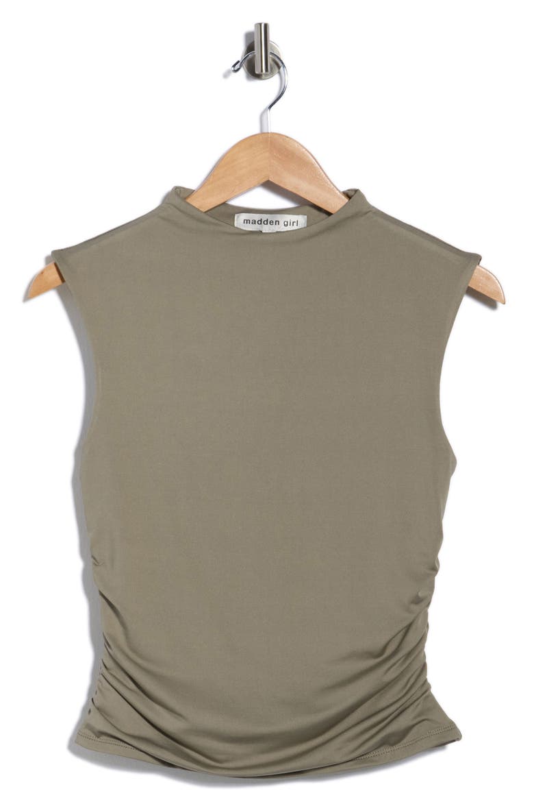 Funnel Neck Cap Sleeve Top, Main, color, LAUREL OAK