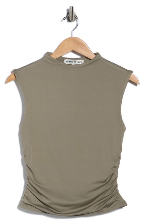 Funnel Neck Cap Sleeve Top