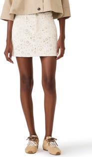 Steve Madden Beck Eyelet Embroidered Denim Miniskirt