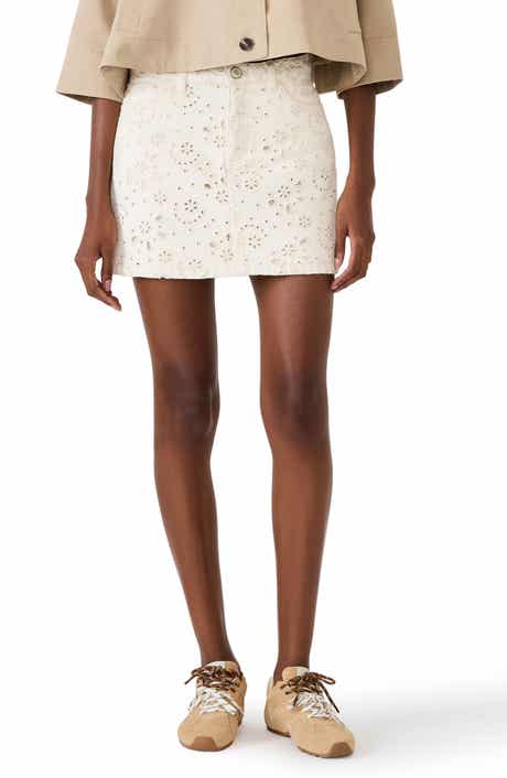 Beck Eyelet Embroidered Denim Miniskirt