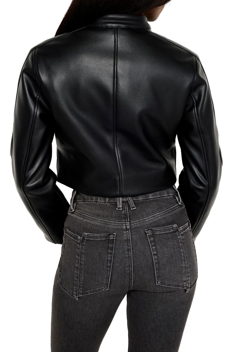 Good American Better Than Leather Fitted Faux Leather Moto Jacket, Alternate, color, 