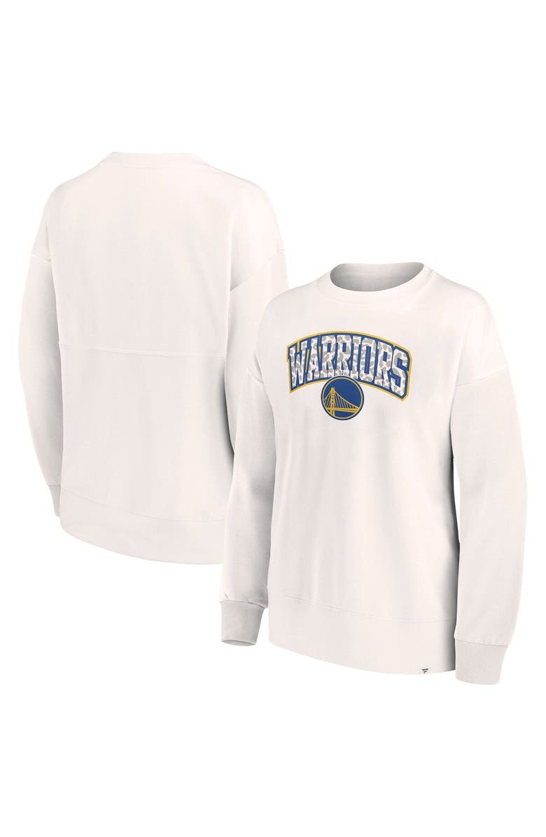 FANATICS Women's Fanatics Branded White Golden State Warriors Tonal Leopard Pullover Sweatshirt, Main, color, 