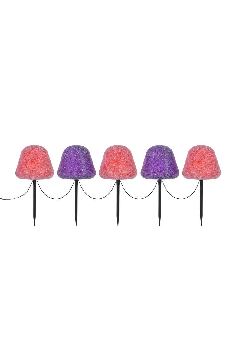 Set of 5 LED Gumdrop Pathway Lights - Orange and Purple, Main, color, Multicolor