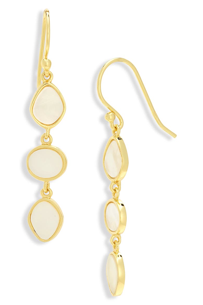 Mother-of-Pearl Linear Drop Earrings, Alternate, color, GOLD