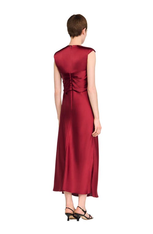 Sandro V-neck Maxi Dress In Burgundy