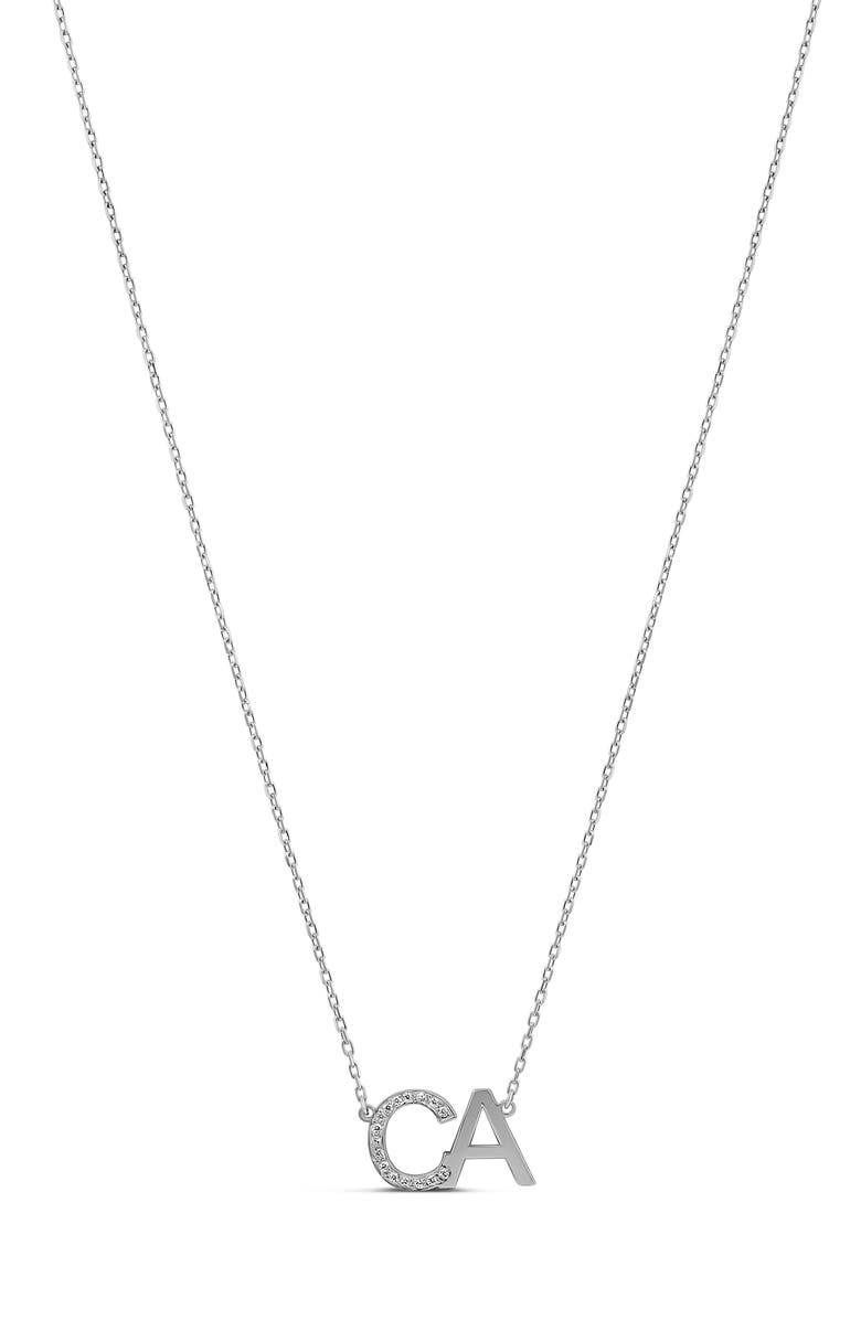 SHYMI Pavé 2-Initial Pendant Necklace, Main, color, Silver