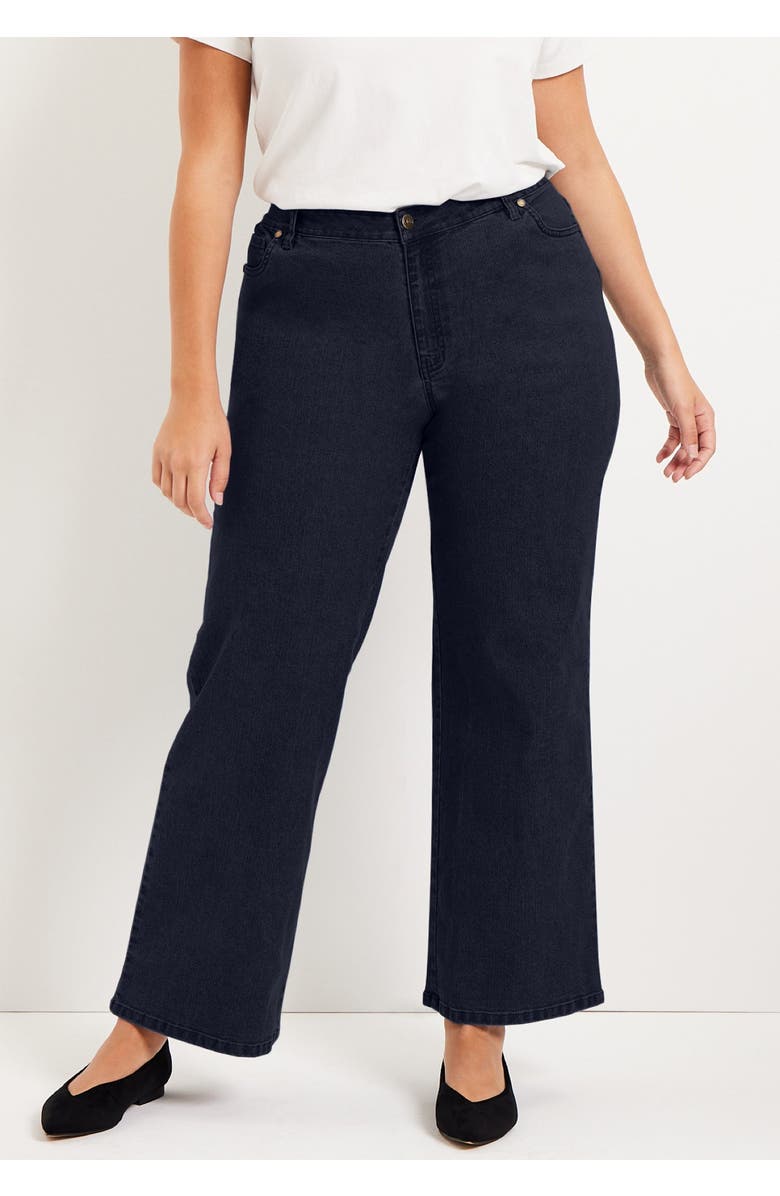 June + Vie Curvie Fit Wide-Leg Jeans, Alternate, color, Black