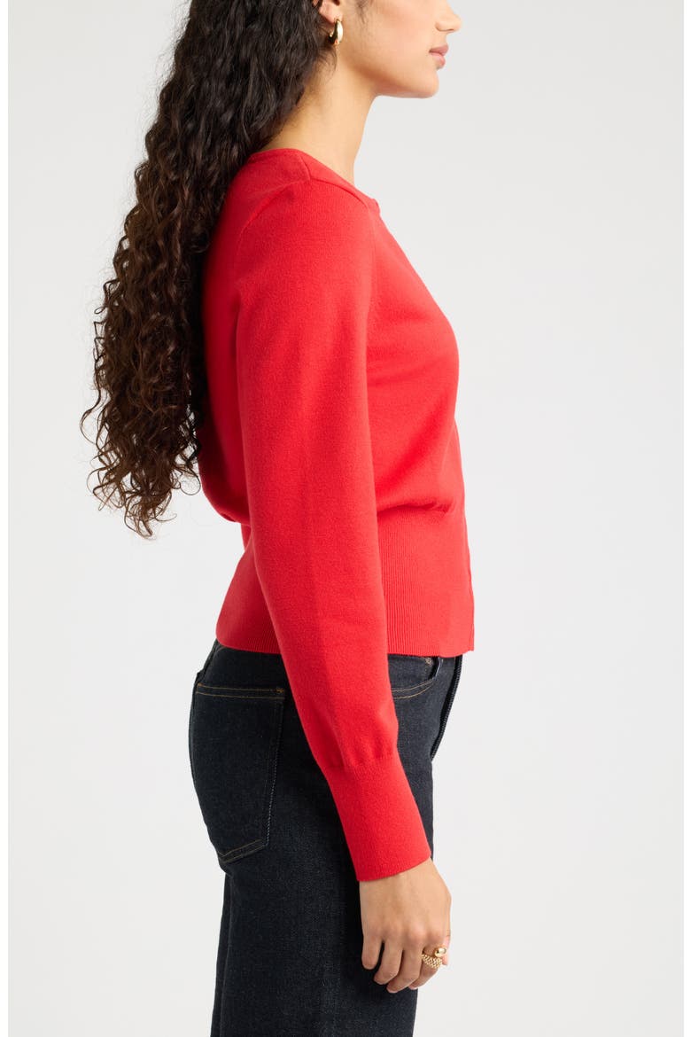 Softluxe Crewneck Cardigan, Alternate, color, RED SALSA